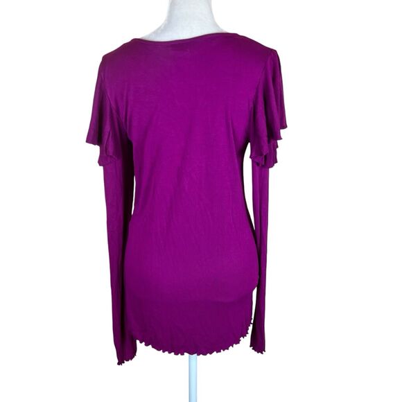 Free People Berry On Rewind Layering Top L Ruffle Sleeve Detail - Picture 5 of 7